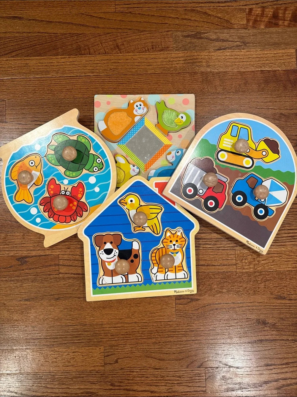 Melissa & Doug Wooden 3-4 Piece Knob Puzzles (4 Puzzles)